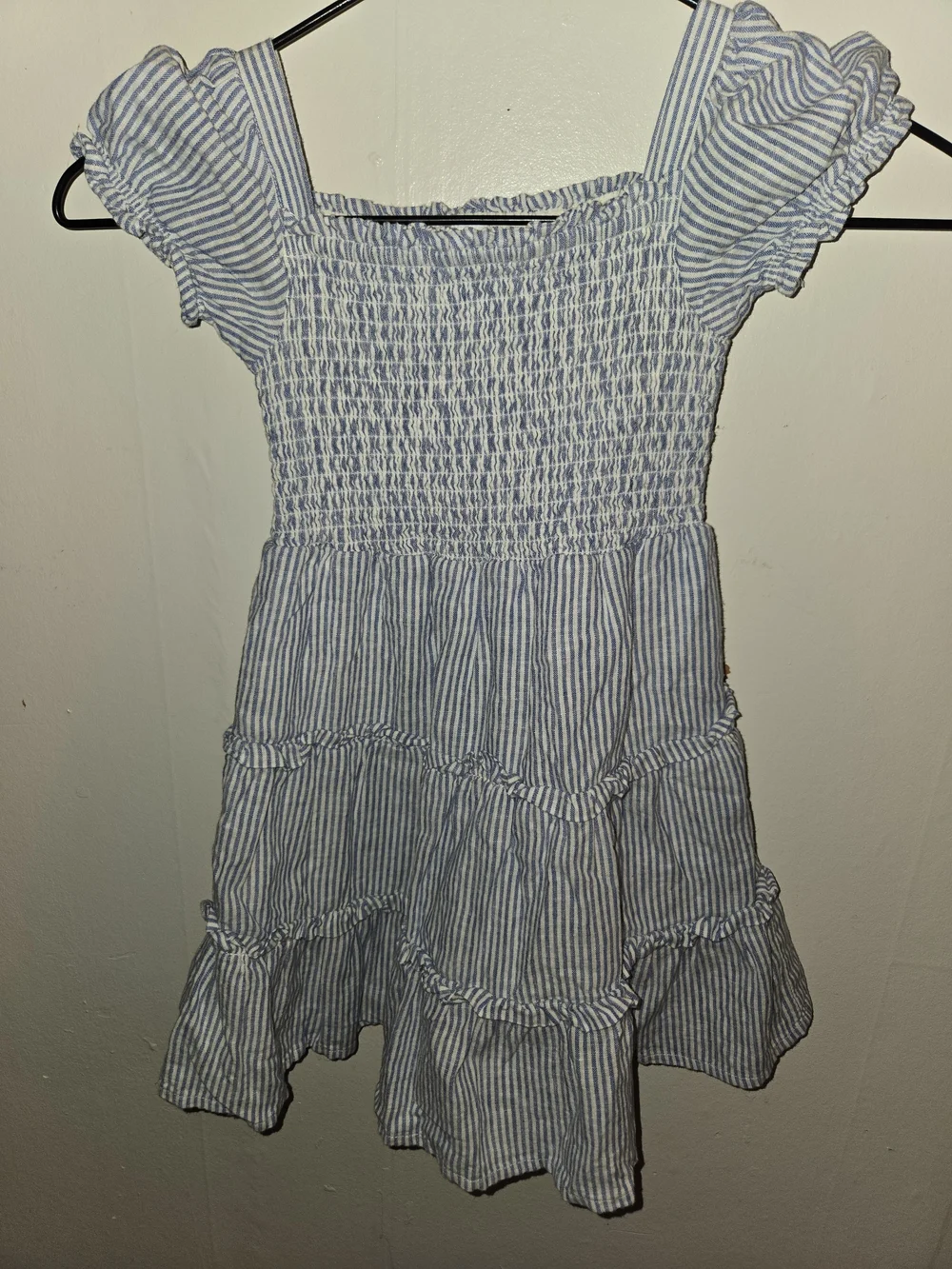 Gymboree Blue and White Striped Smocked Tiered Dress